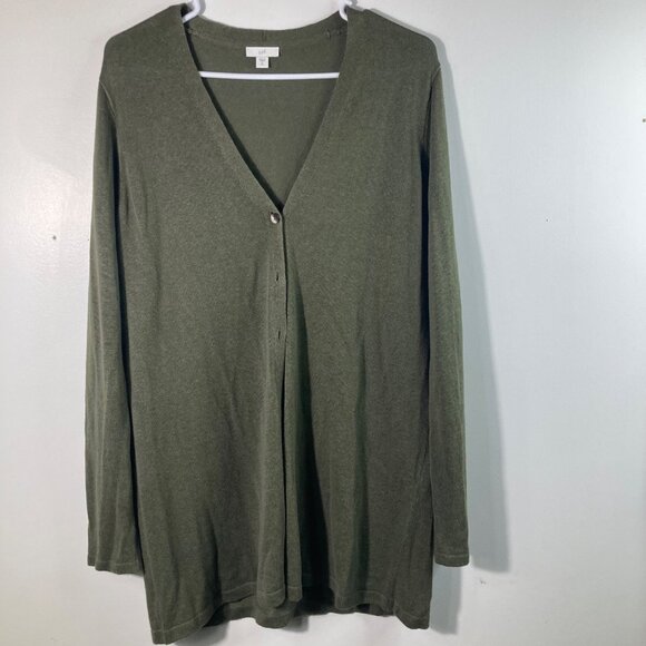 Womens J Jill Linen Blend Button Cardigan Green M Tall Linen Rayon - Picture 1 of 9
